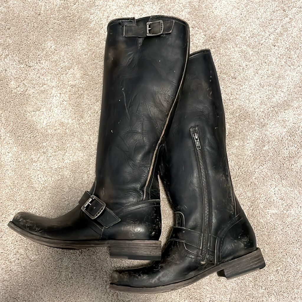 Distressed Leather Frye Boots